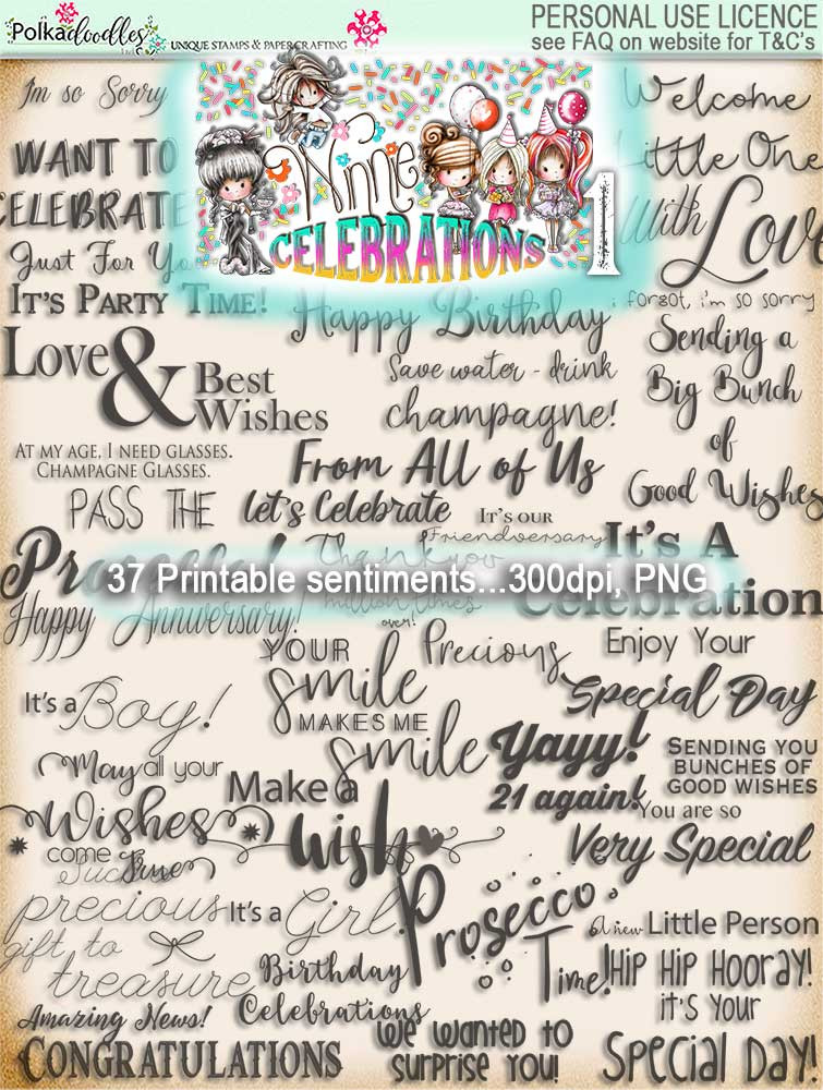 Winnie Celebrations 1...Top Banana bundle, mega value kit of digi stamps, papers, sentiments, banners & numbers printables on USB