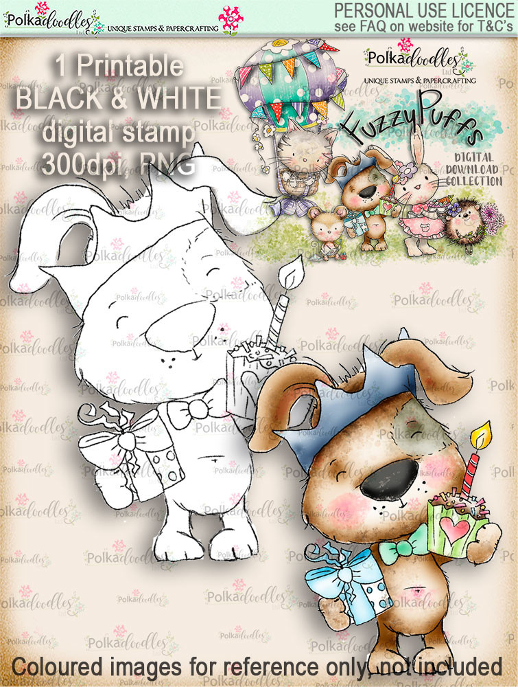 Scruff Cupcake - Fuzzypuffs digi stamp printable download