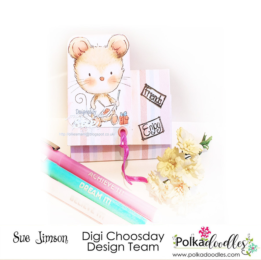 Maisie Mouse Baking a Cake - Fuzzypuffs digi stamp printable download