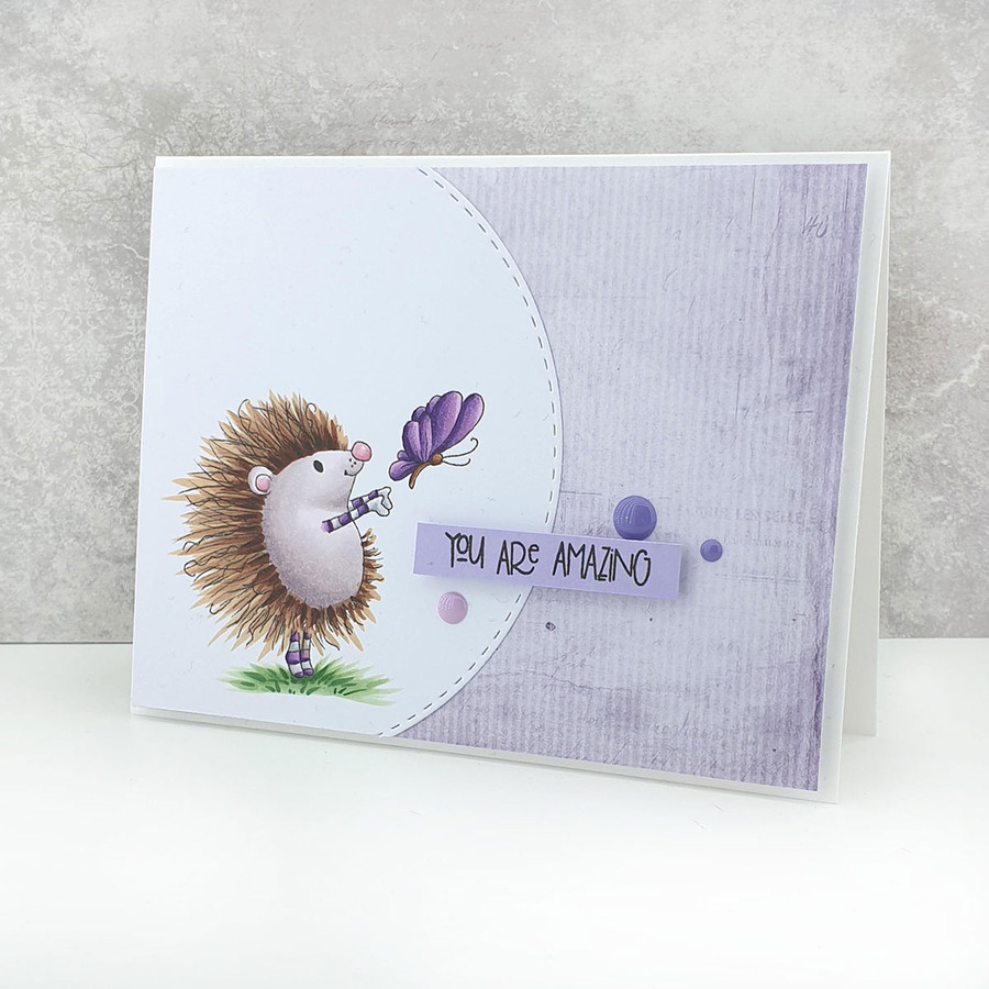 Earlie Hedgehog Butterfly - Fuzzypuffs digi stamp printable download