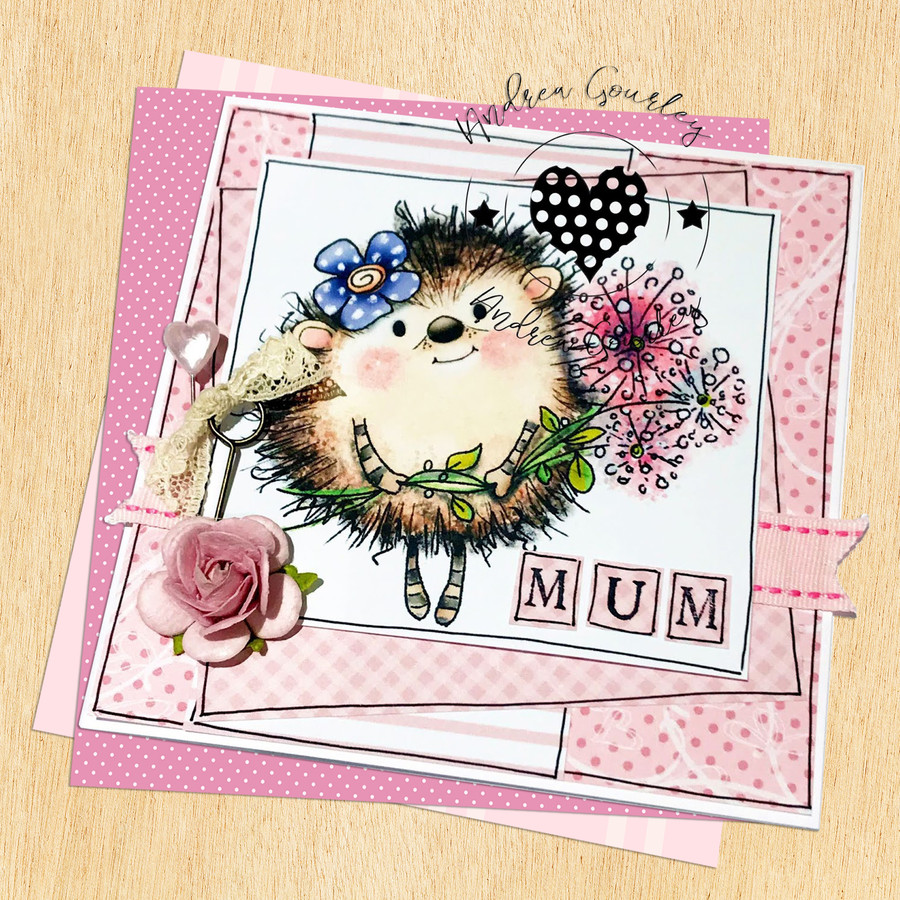 Earlie Hedgehog Dandelion - Fuzzypuffs COLOUR digi stamp printable download