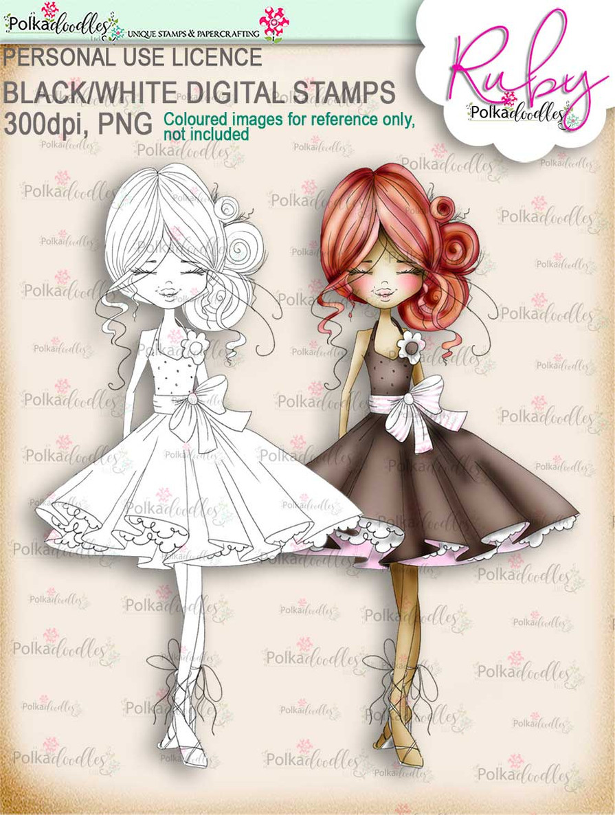 Ruby Sweet - digi stamp printable download