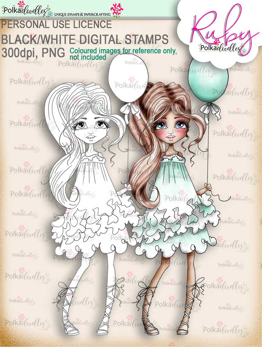 Ruby Celebrations digi stamp printable download