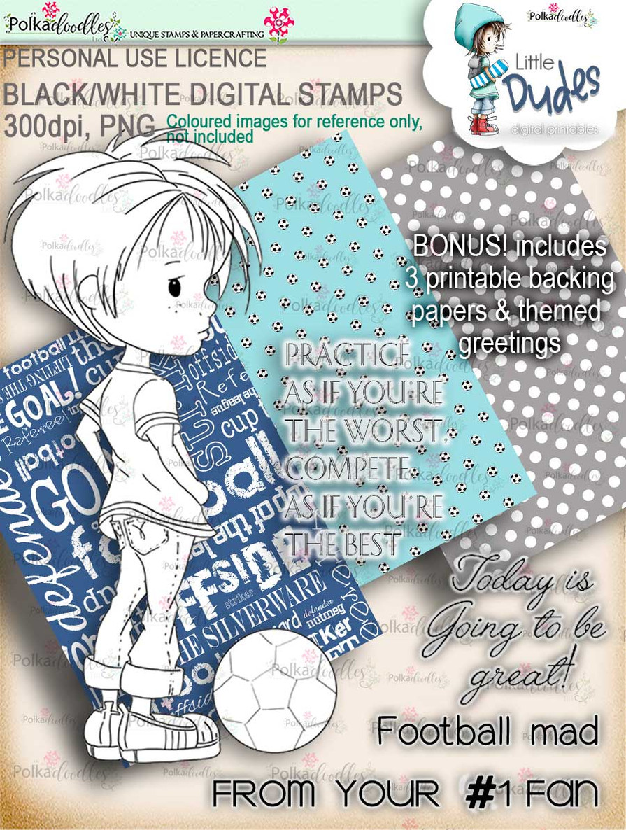 Football/Soccer Little Dude - digi stamp printable download