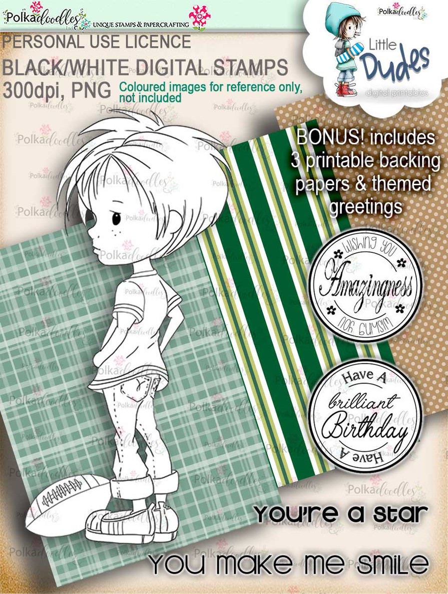 Big Value Little Dudes - 21 digi stamp printable download