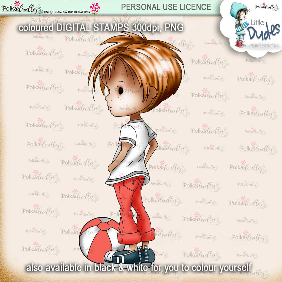 Play Ball 5 - PRECOLOURED Little Dudes digi stamp printable download