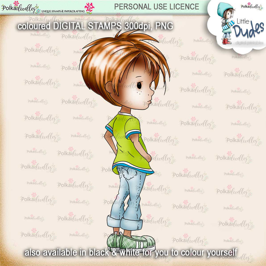 Just Hangin' 2 - PRECOLOURED - Little Dudes digi stamp printable download