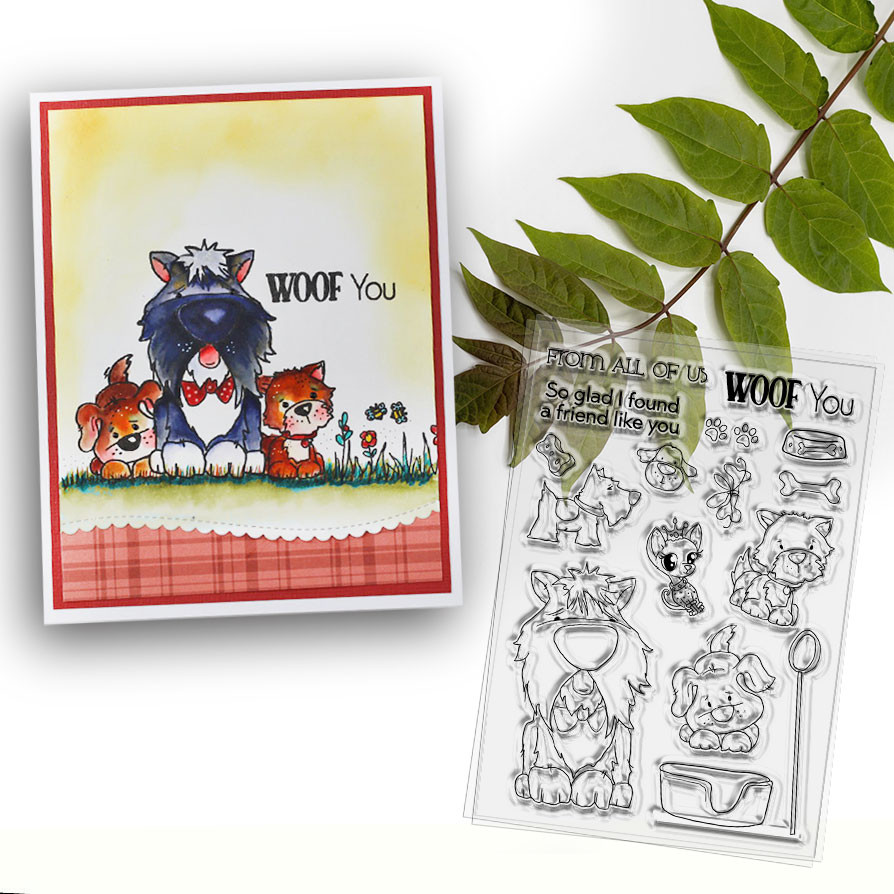 Woof You Dog puppy Clear Stamp set for crafts, card making, scrapbooking