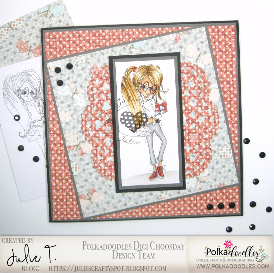 Ruby Gift with glasses/specs - black/white digi stamp download