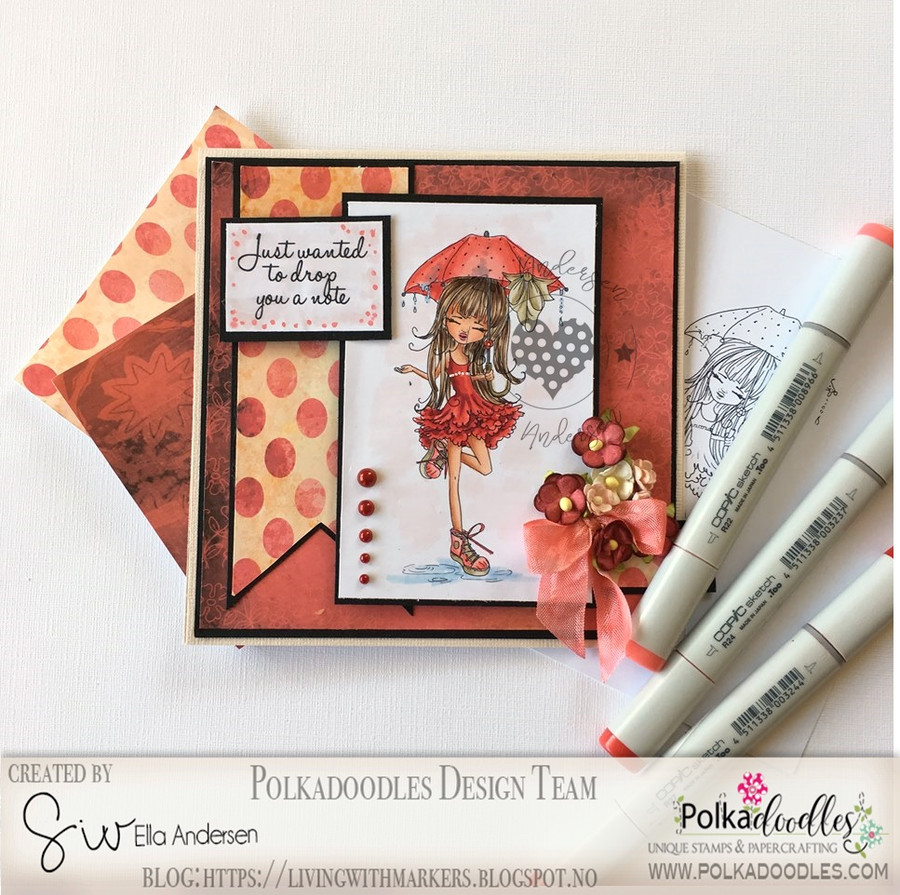 Ruby Raindrop Umbrella - precoloured digi stamp download