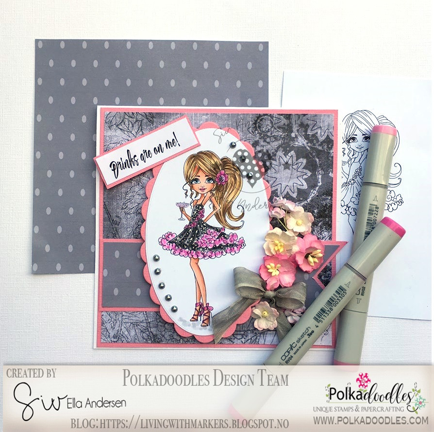 Ruby Party Girl - precoloured digi stamp download