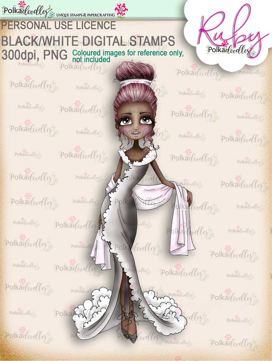 Ruby Chic - precoloured digi stamp download