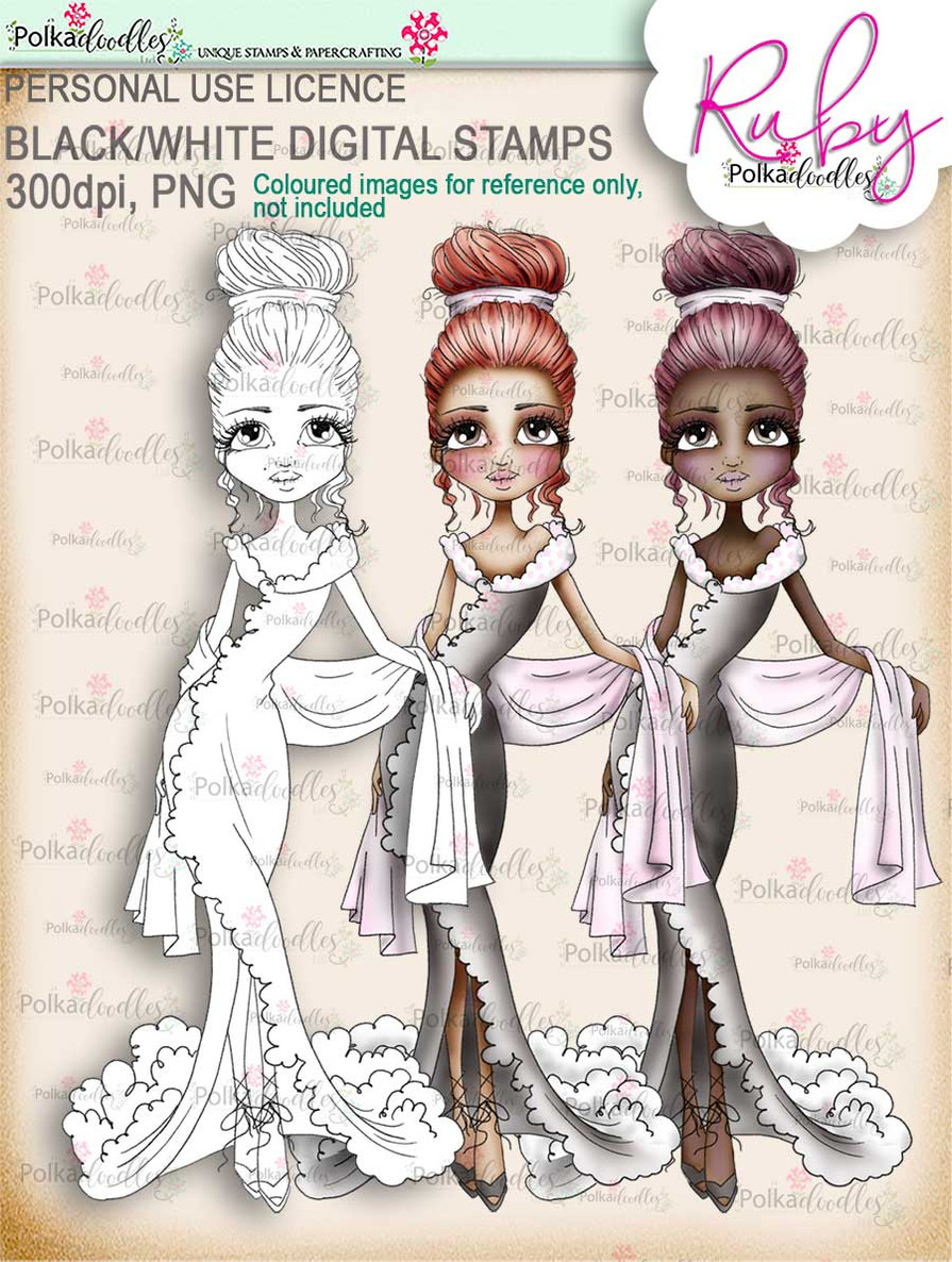 Ruby Chic - black/white digi stamp download