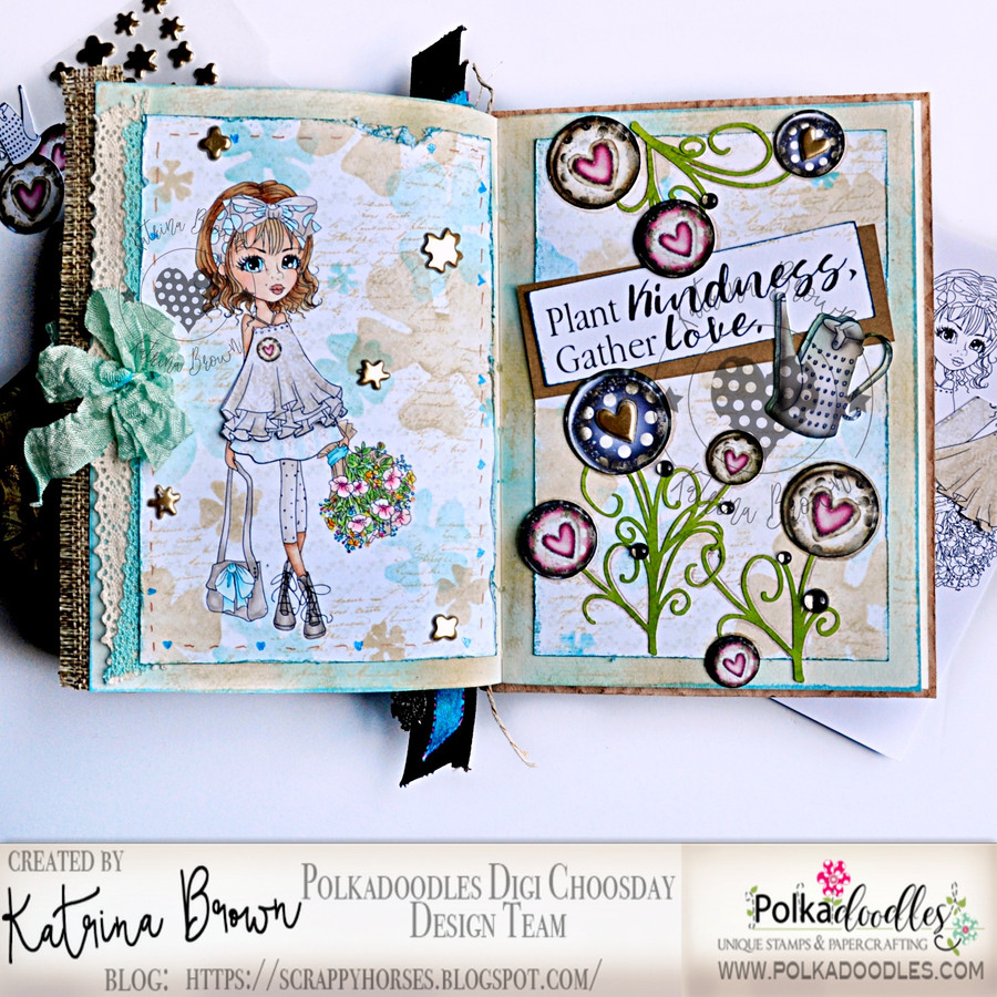 Ruby Flowers - precoloured digi stamp download