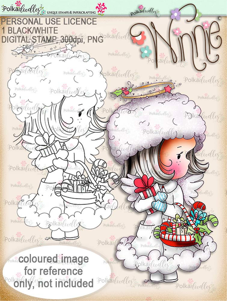 Delivering Candy - Winnie Angel digital stamp download