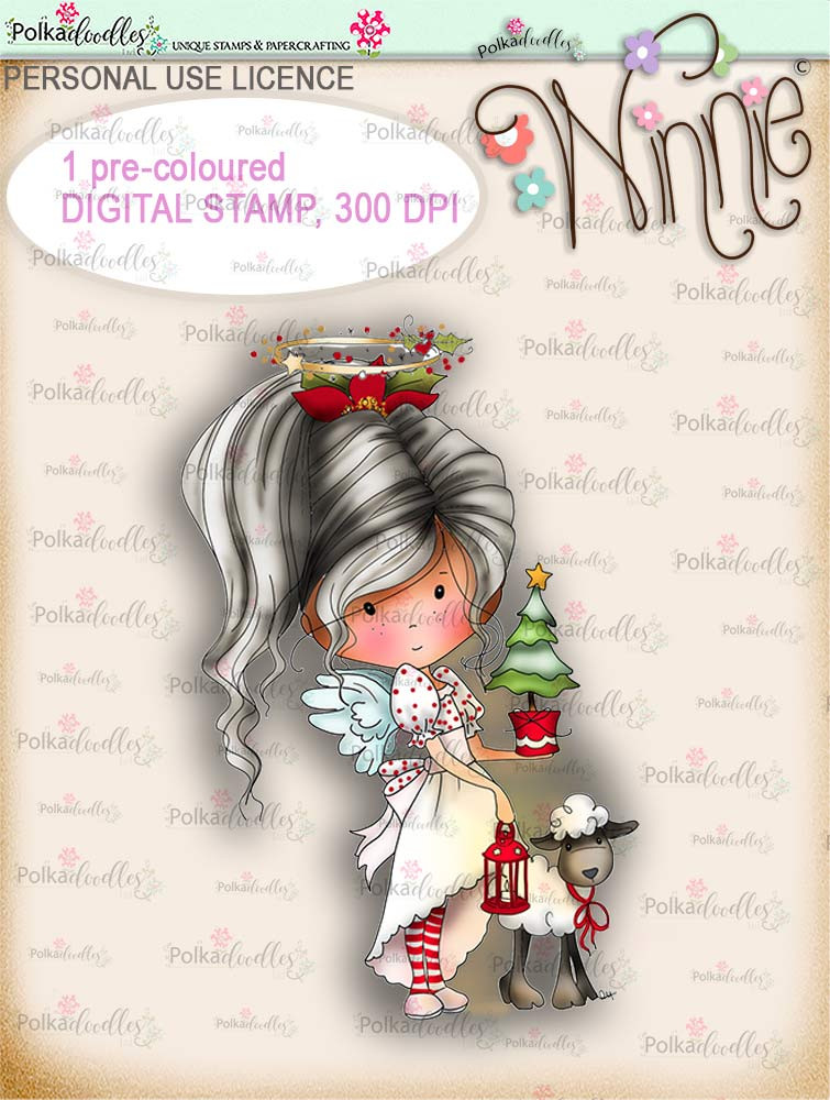 Little Tree - COLOUR Winnie Angel digital stamp download