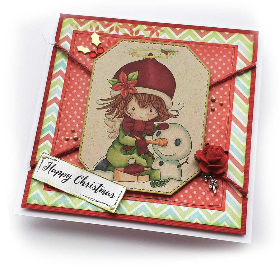 Snowman - COLOUR Winnie Angel digital stamp download printable