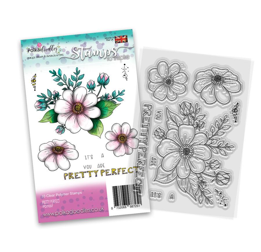 Pretty Perfect beautiful floral clear stamp set for card making, crafts, scrapbooking