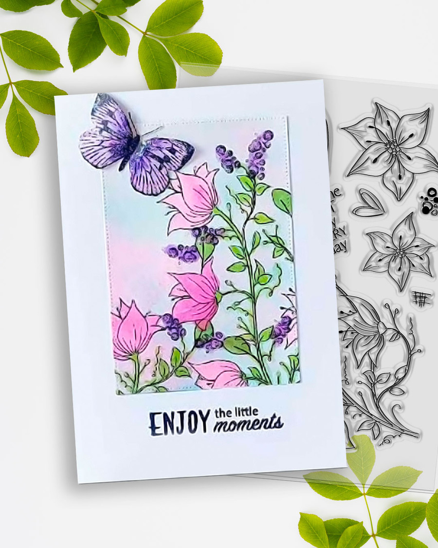 Perfect wishes flowers & botanicals - clear stamp set for card making, craft, scrapbooking