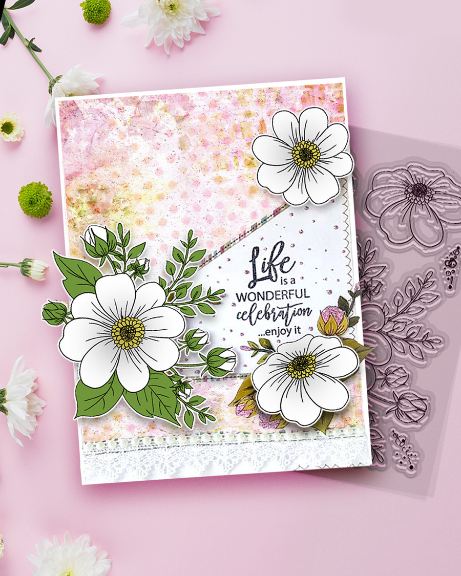 Perfect wishes flowers & botanicals - clear stamp set for card making, craft, scrapbooking