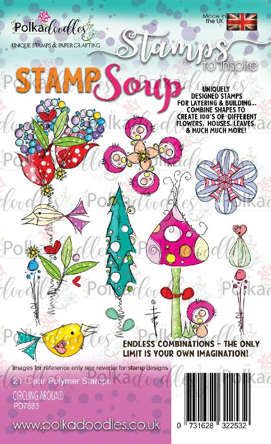 Stamp Soup Circling Around -  21 clear Polymer stamps
