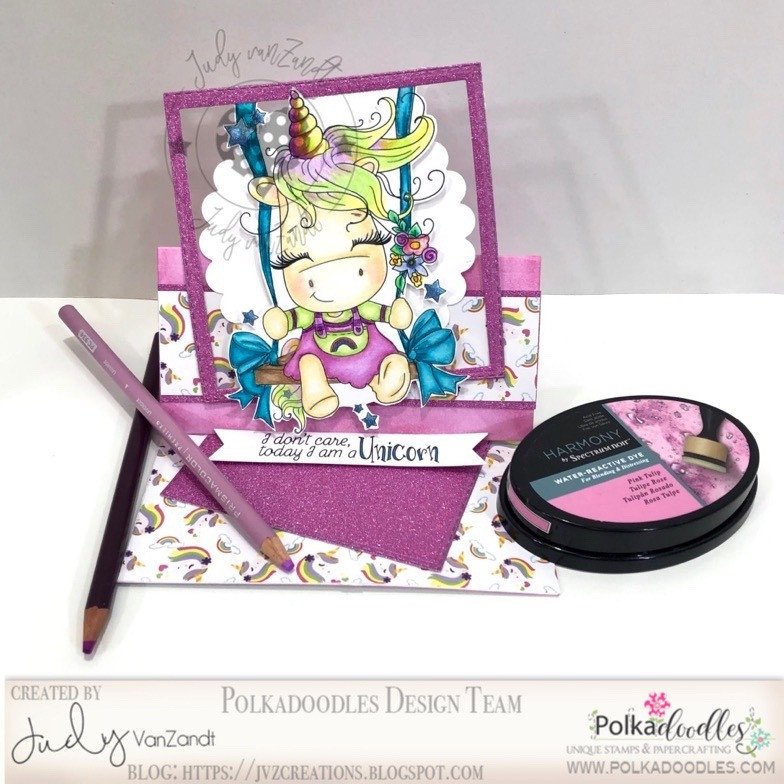 Swingin' By to Say Hi -  Sparkle Unicorn digi stamp download
