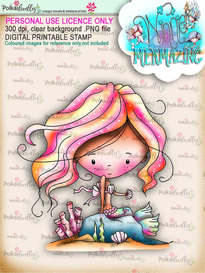 Winnie Mermaid Mermazing (pre-coloured) - Passing Time digital stamp download