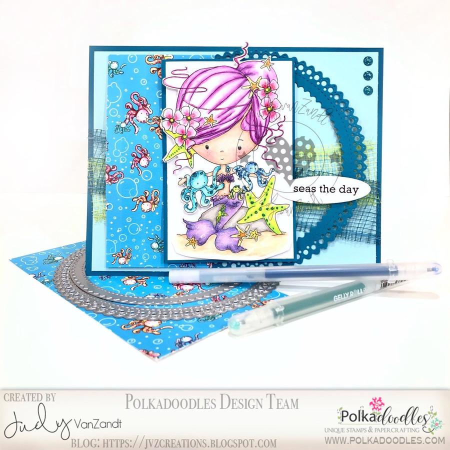 Winnie Mermaid Mermazing (pre-coloured) - octopus kisses digital stamp download
