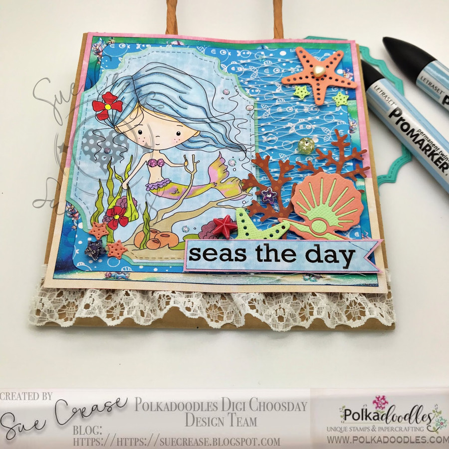 Winnie Mermaid Mermazing (precoloured) - collecting shells digital stamp download