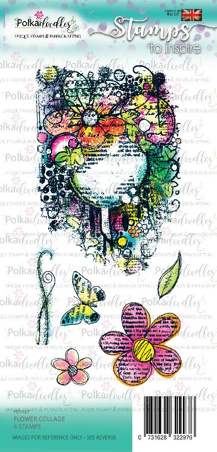 Flower Collage Stamp set - clear stamp set (DL size)