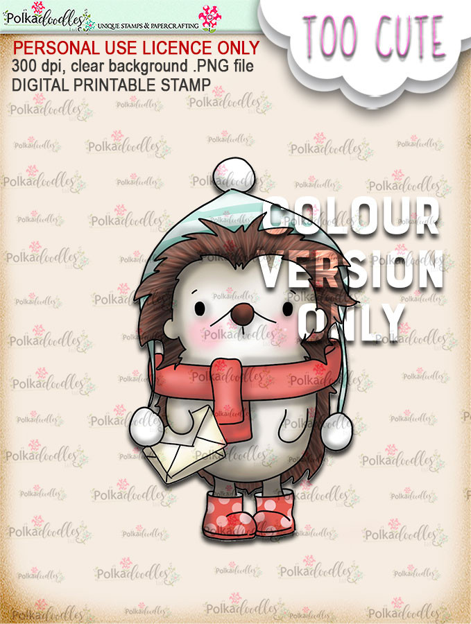 Holly Hedgehog Mail - Too Cute digital papercrafting download