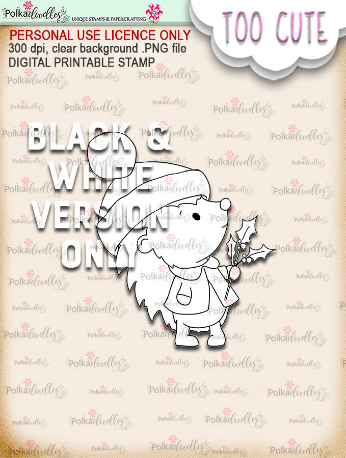 Holly Hedgehog - Too Cute digital papercrafting download