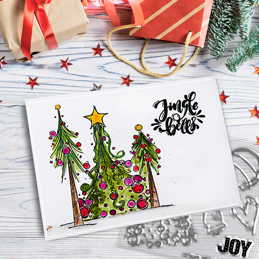 Deck the Halls Christmas stamp collection - 7 Clear Polymer stamp set