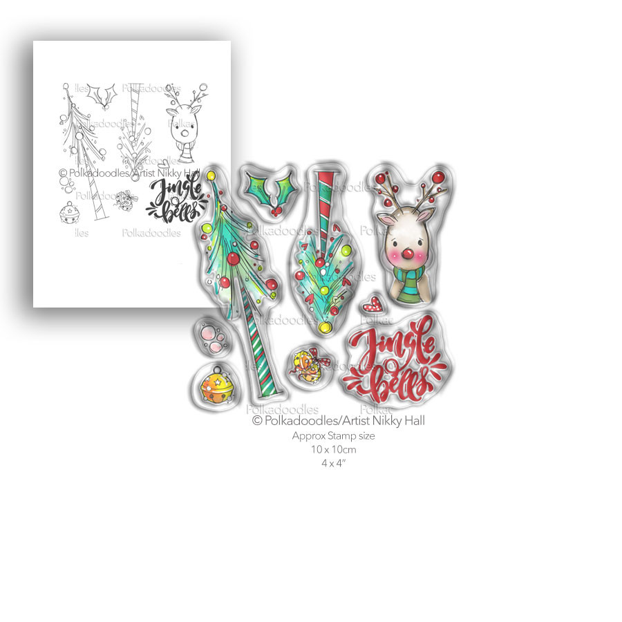 Jingle Bells Christmas stamp collection - 9 Clear Polymer stamp set