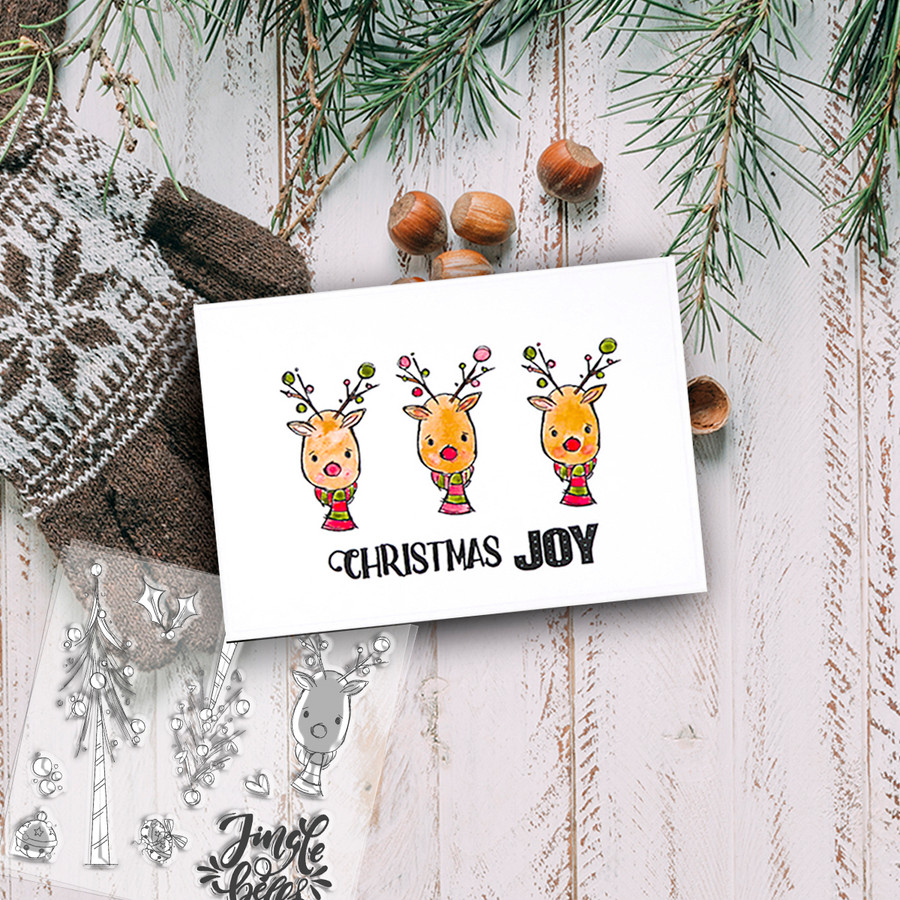 Jingle Bells Christmas stamp collection - 9 Clear Polymer stamp set