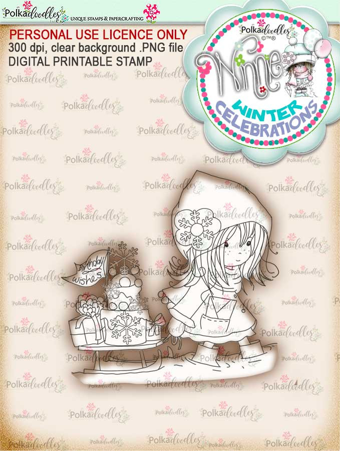 Party time - Winnie winter celebration digital papercrafting download