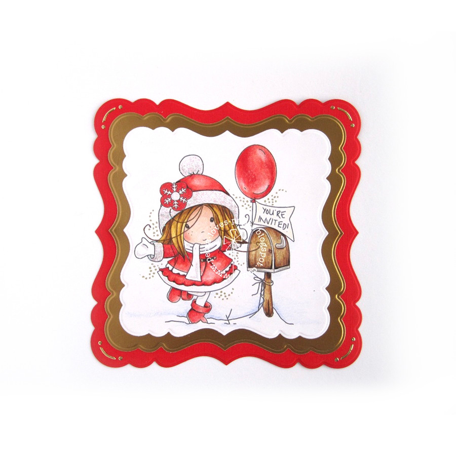 Invitation- "precoloured" Winnie winter celebration digital papercrafting download