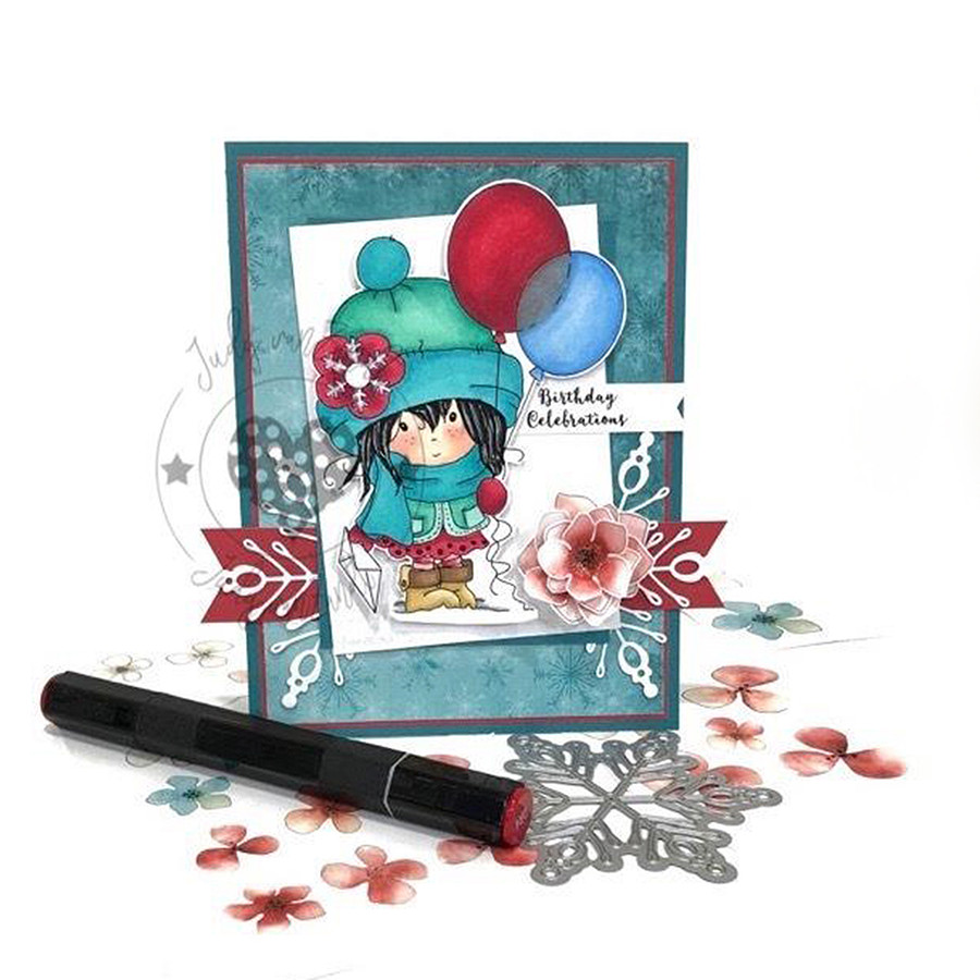 Celebration- "precoloured" Winnie winter celebration digital papercrafting download