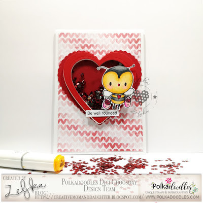 Too Cute Bee heart basket "precoloured' digital papercrafting download