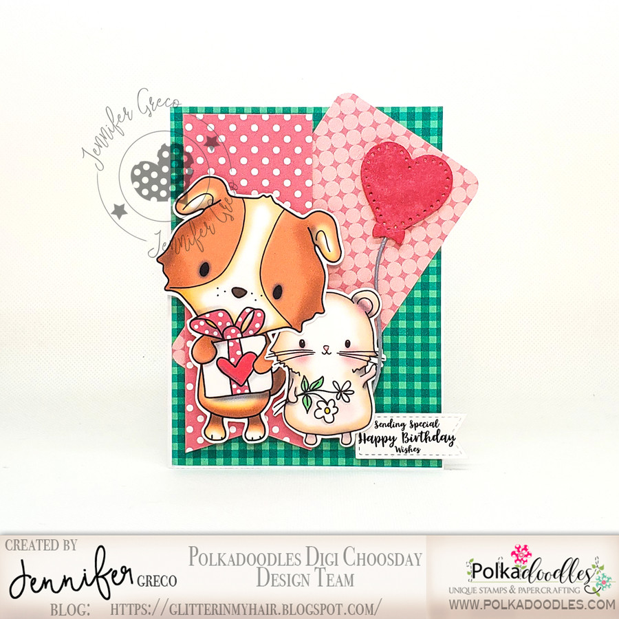 Too Cute Puppy love "precoloured" digital papercrafting download