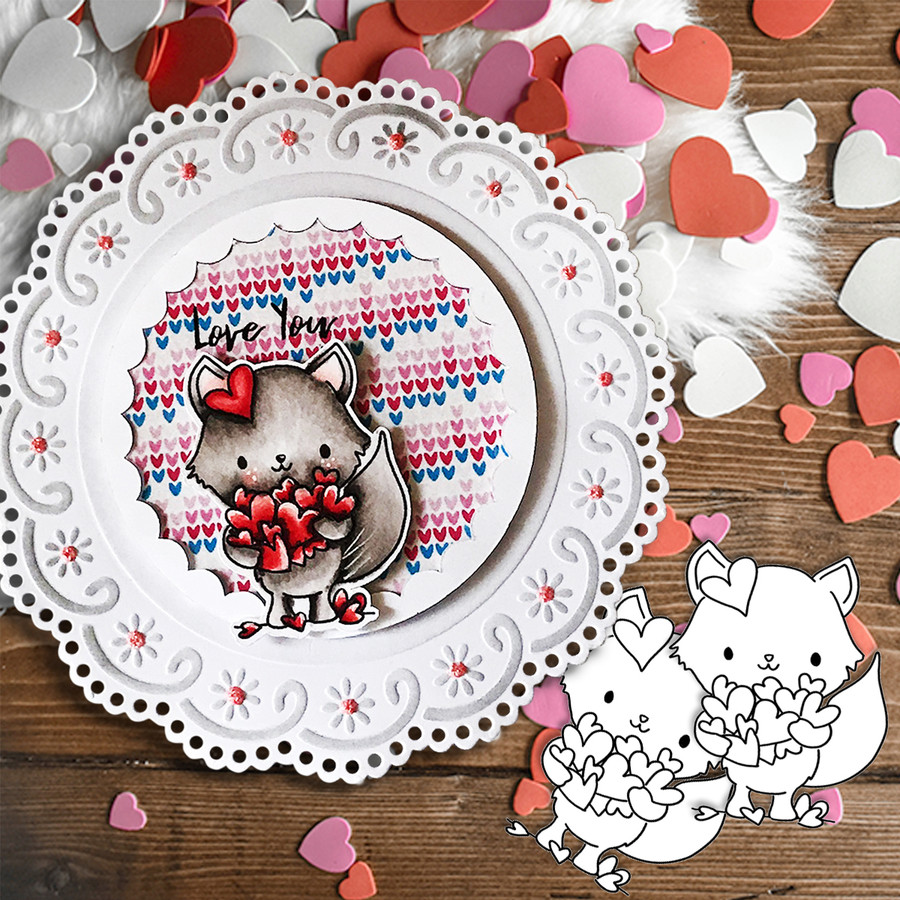 Too Cute kitty love digital papercrafting download