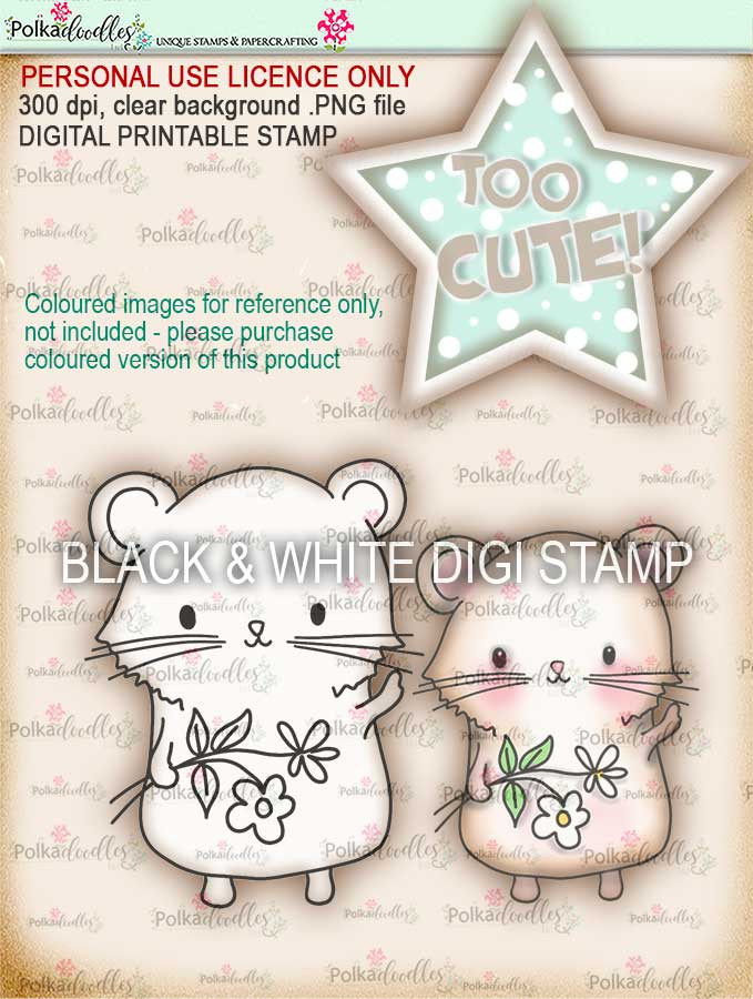 Too Cute Hamster Love digital papercrafting download