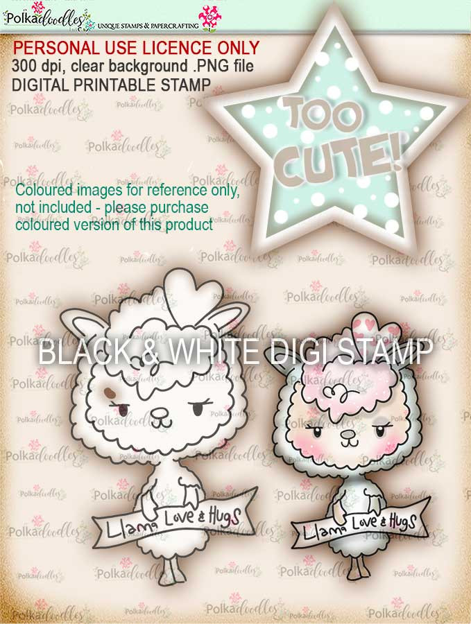 Too Cute Llama Love digital papercrafting download