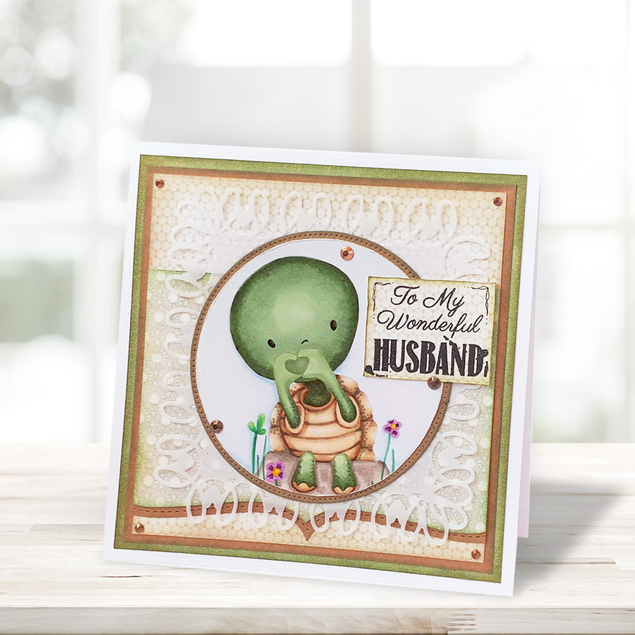 Too Cute Turtle Love "precoloured" digital papercrafting download