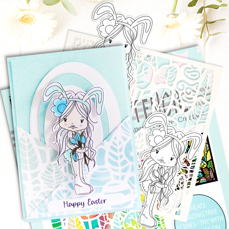 Holly Easter bunny - digital papercrafting download