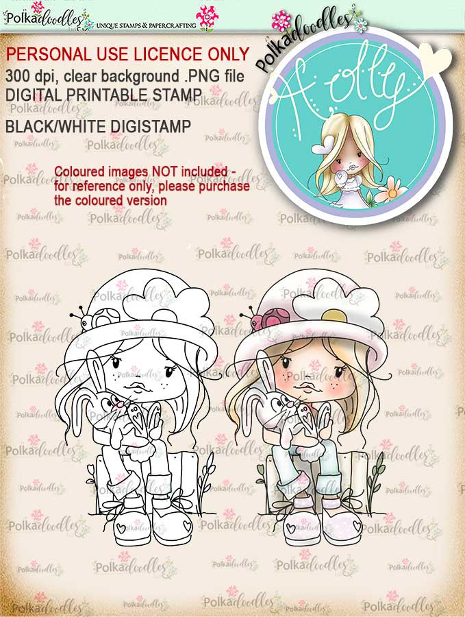 Holly Spring Bunny/Easter - digital papercrafting download