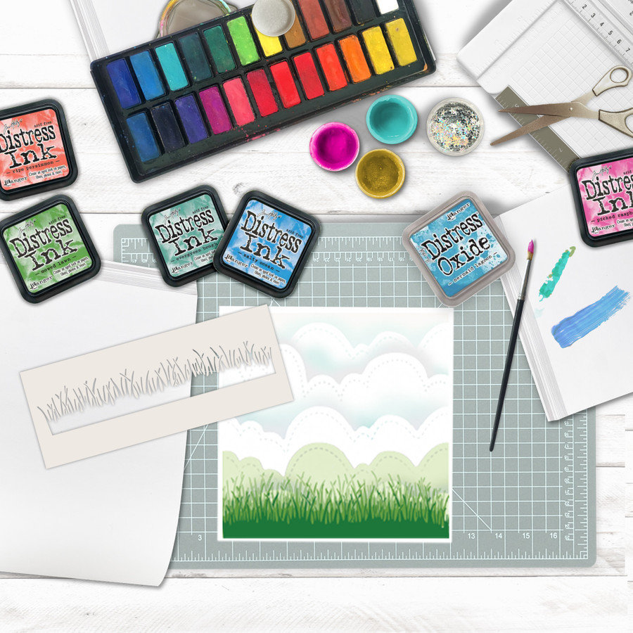 Grass Lawn Border Craft Stencil