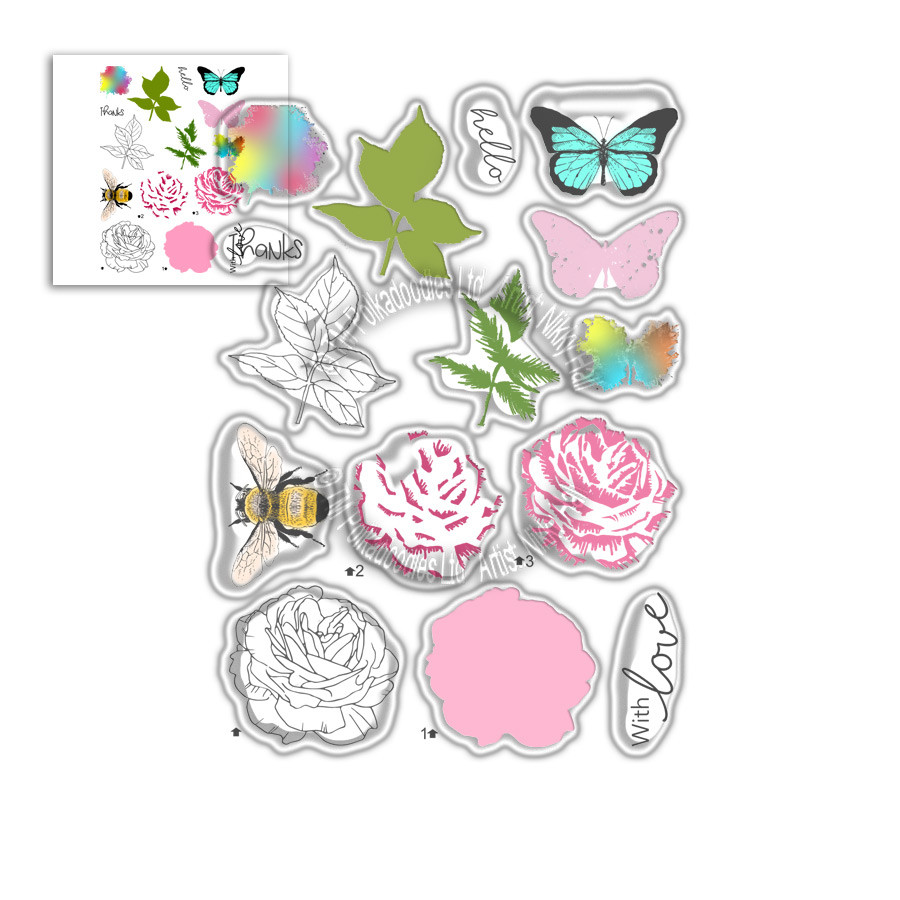 Honey Rose Transitions Layering Stamps -  Clear Polymer stamp set