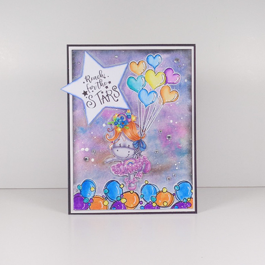 Ballet Dancing - Sparkle Unicorn COLOUR digi stamp download with Cutting File