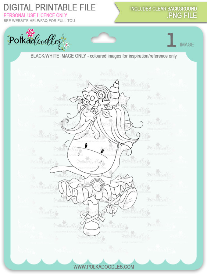 Ballet Dancing - Sparkle Unicorn digi stamp download